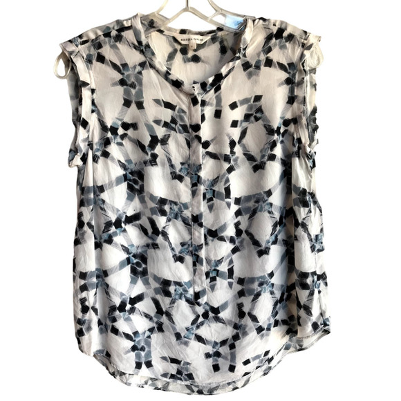 Rebecca Taylor Raw Edged Sleeveless Silk Blouse size 4 Career Professional Wear - Picture 1 of 7
